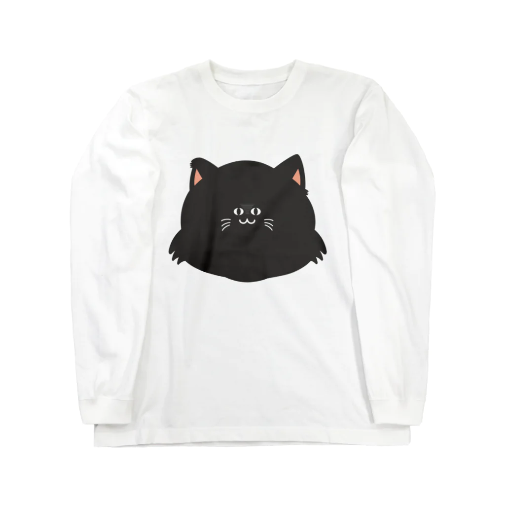 おひまみさたっくのふっくら猫（ガン見） ロングスリーブTシャツ