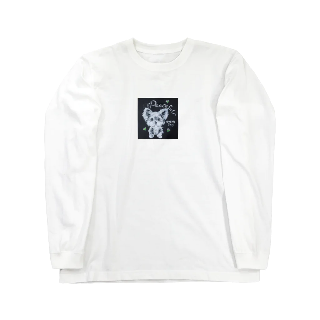 ぱすてるPOPの黒板わんにゃんのヨークシャテリア Long Sleeve T-Shirt