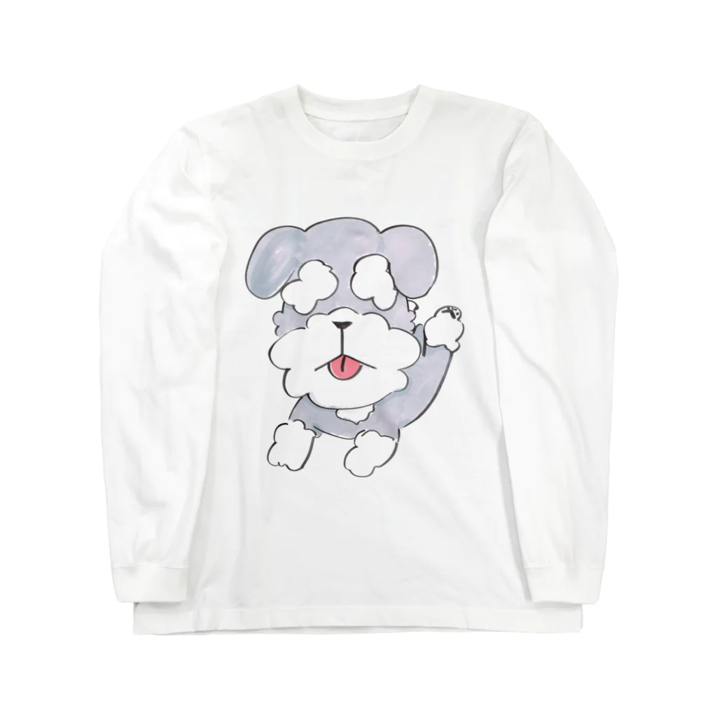 シュナウザーグッズ_みちゃのまゆげ犬のシュナウザー ロングスリーブTシャツ