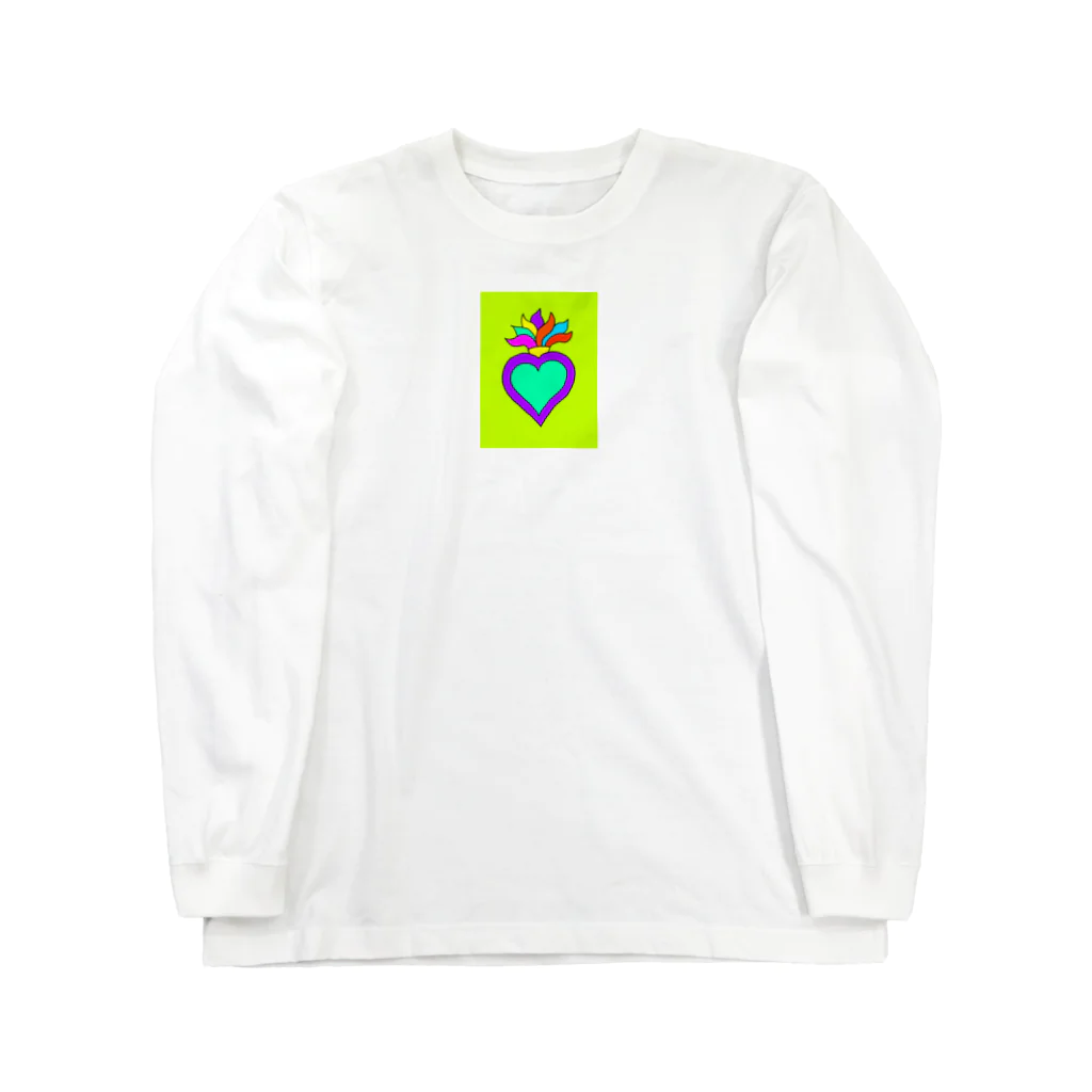 Birdee-Mexicoのグリーンバック メキシコ コラソン ハート Long Sleeve T-Shirt