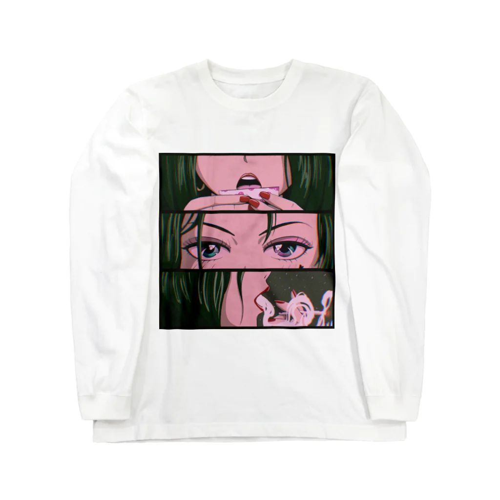 UNKNOWNARTWORKZのUnknown smoking girl 90s ver ロングスリーブTシャツ