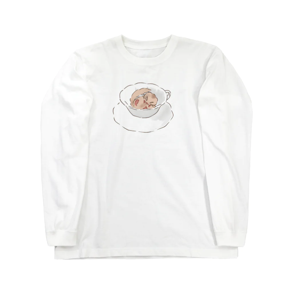 ねぼすけやのティーカップで眠るヤマネ Long Sleeve T-Shirt