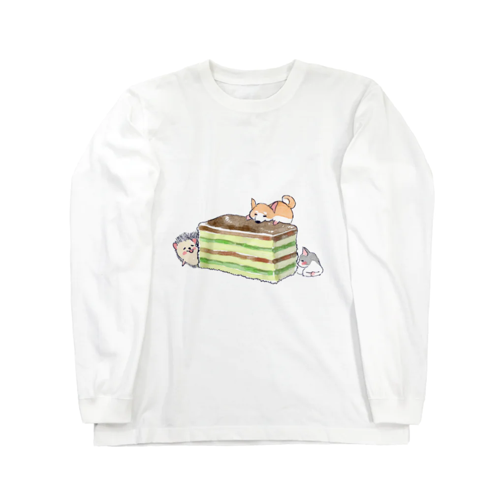 浅山しおん（ハリネズミのソフィー）のオリジナル　ハリネズミのソフィー、３色ケーキを食べる。 Long Sleeve T-Shirt