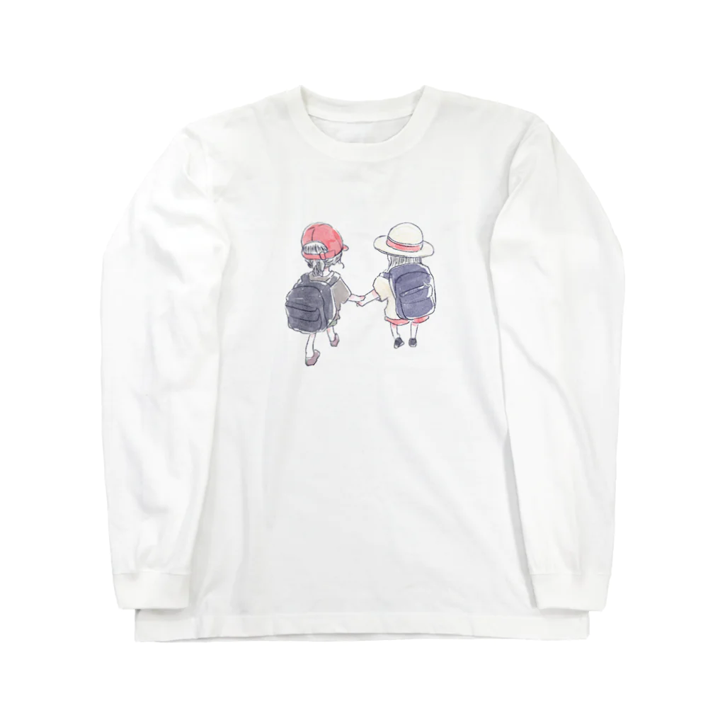 浅山しおん（ハリネズミのソフィー）のオリジナル　手を繋いで歩く幼い二人の女の子 Long Sleeve T-Shirt