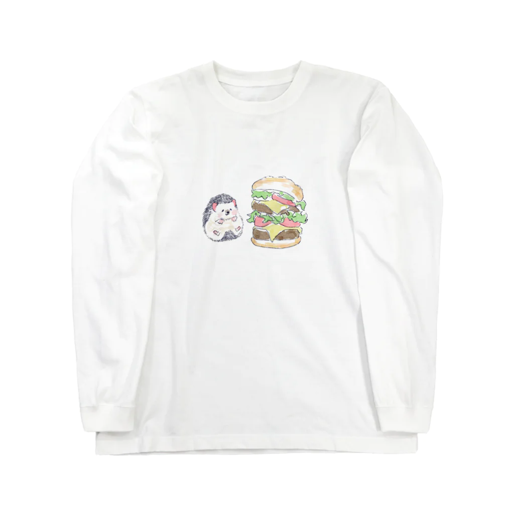 浅山しおん（ハリネズミのソフィー）のオリジナル　ハリネズミのソフィー、ハンバーガーを食べる。 Long Sleeve T-Shirt