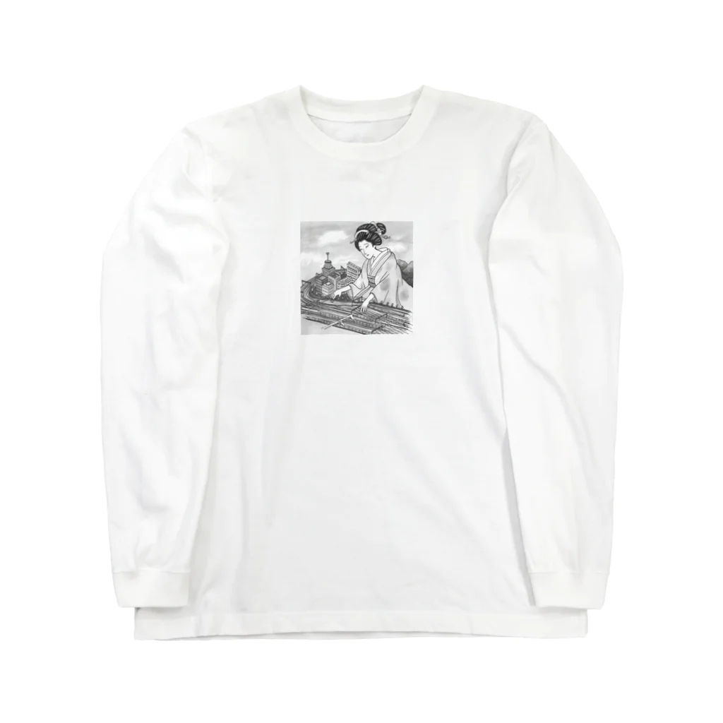 浮世絵はんの線路でお琴 Long Sleeve T-Shirt