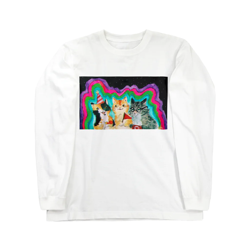 ひんやりしいたけのサイケデリックネコトリオ Long Sleeve T-Shirt