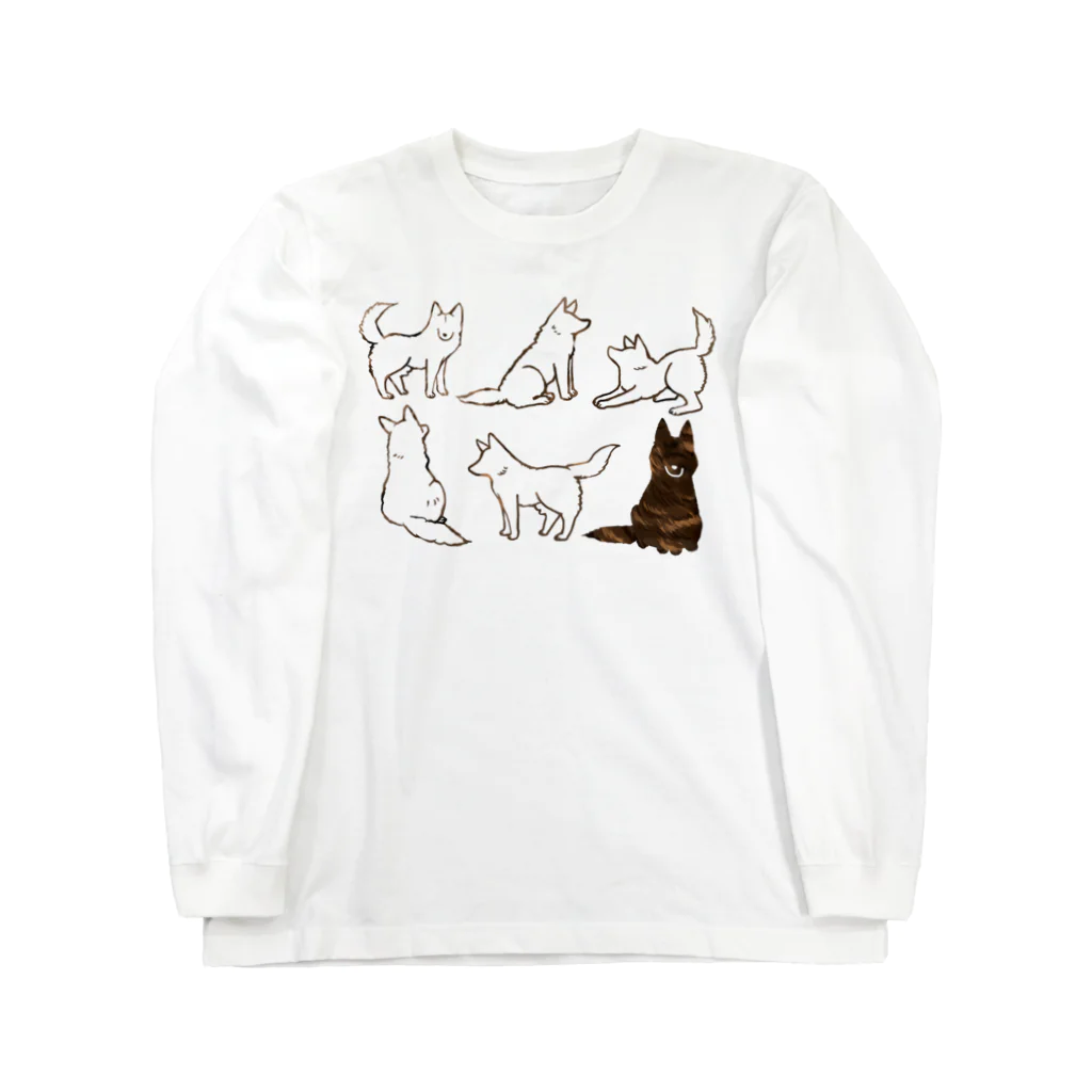 くろげちゃまじりの甲斐犬の形 Long Sleeve T-Shirt