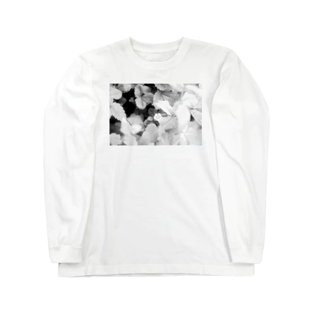 akane_art（茜音工房）のモノクロフラワー（野いちご） Long Sleeve T-Shirt