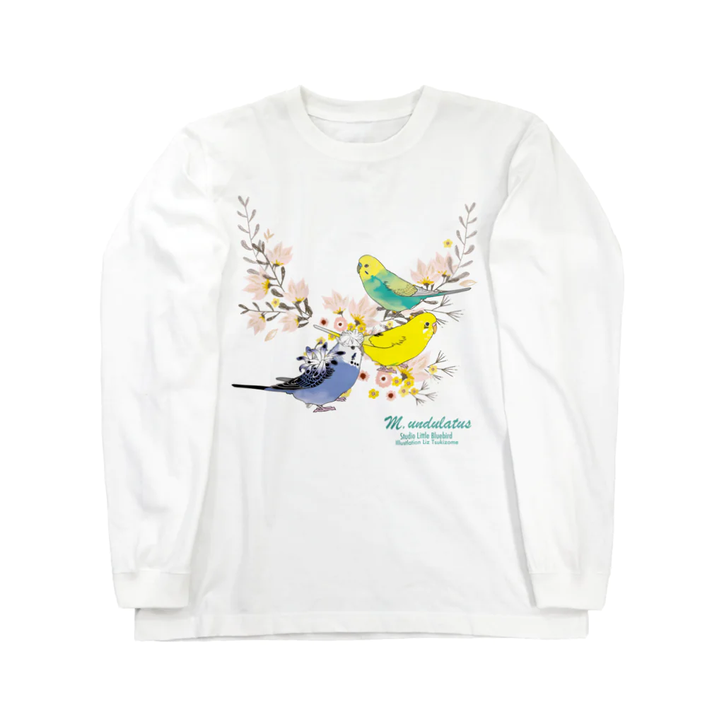 リズさんち🦜👶✨のFlowersセキセイちゃんず ロングスリーブTシャツ