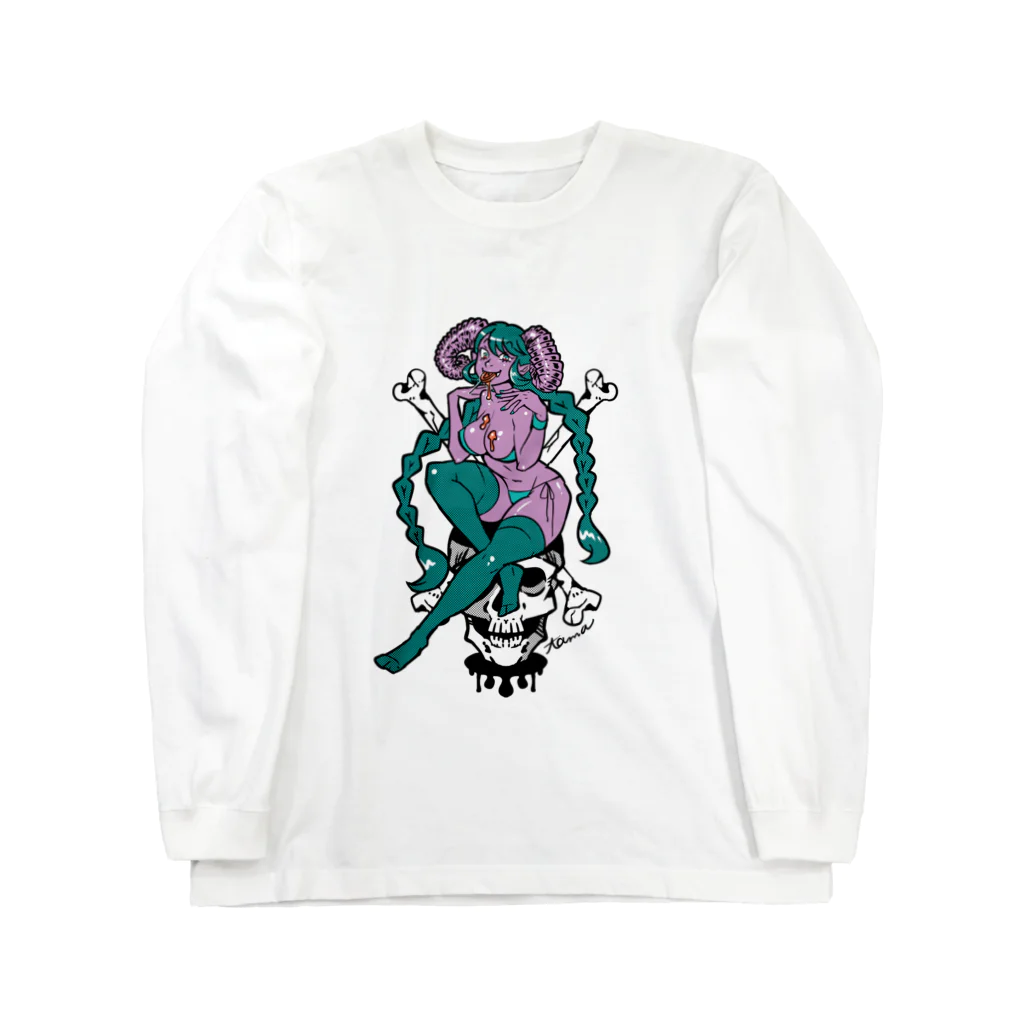 tama.llustrationのロックT ROCK'N PUNK - 悪魔ちゃん  SKULL ロングスリーブTシャツ