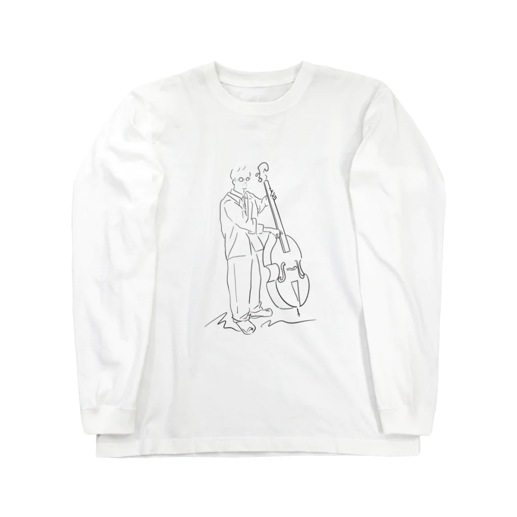 菊花ゆいの線画　コントラバスの人 Long Sleeve T-Shirt