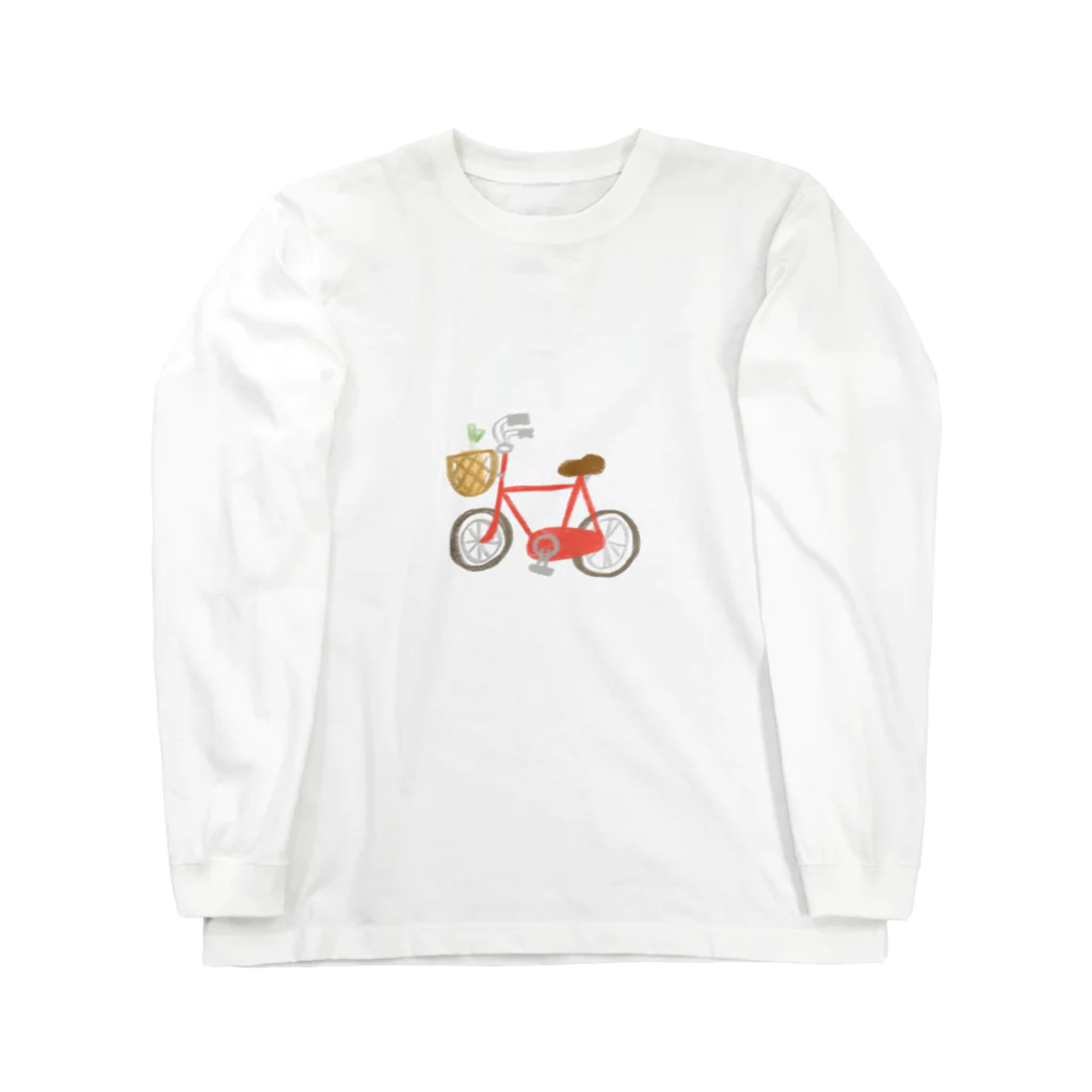 ゆるいイラストのNO自転車NOライフ ロングスリーブTシャツ