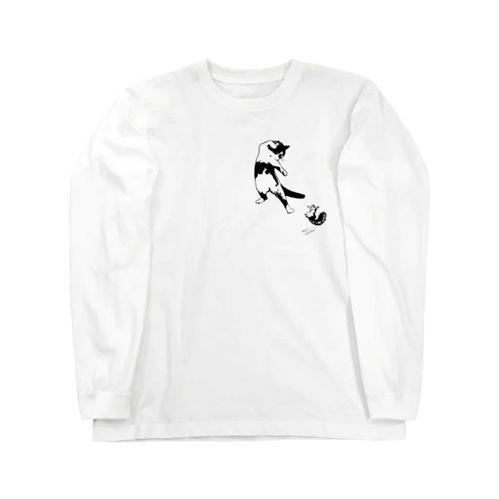 もけけ工房 SUZURI店のカンフーキャットミニ Long Sleeve T-Shirt