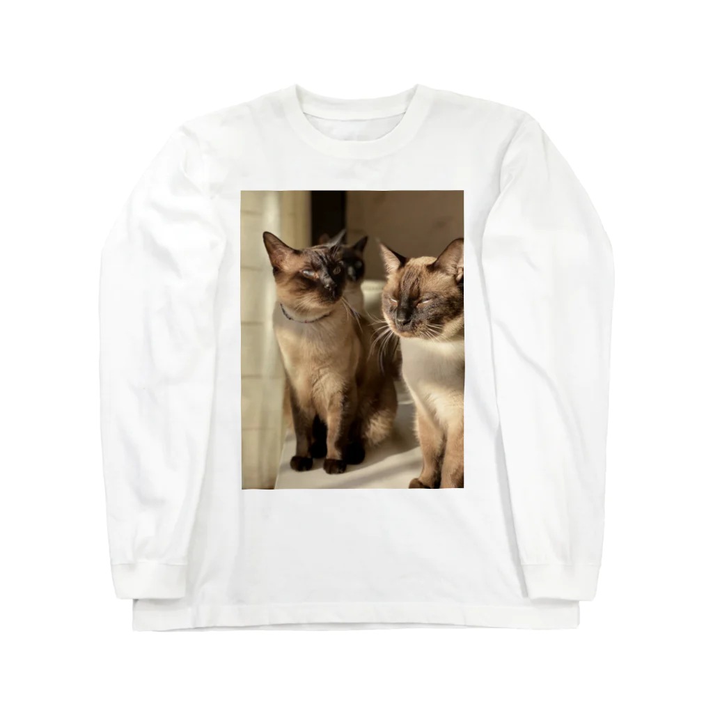 Siamese cat シャムの日向ぼっこ ロングスリーブTシャツ