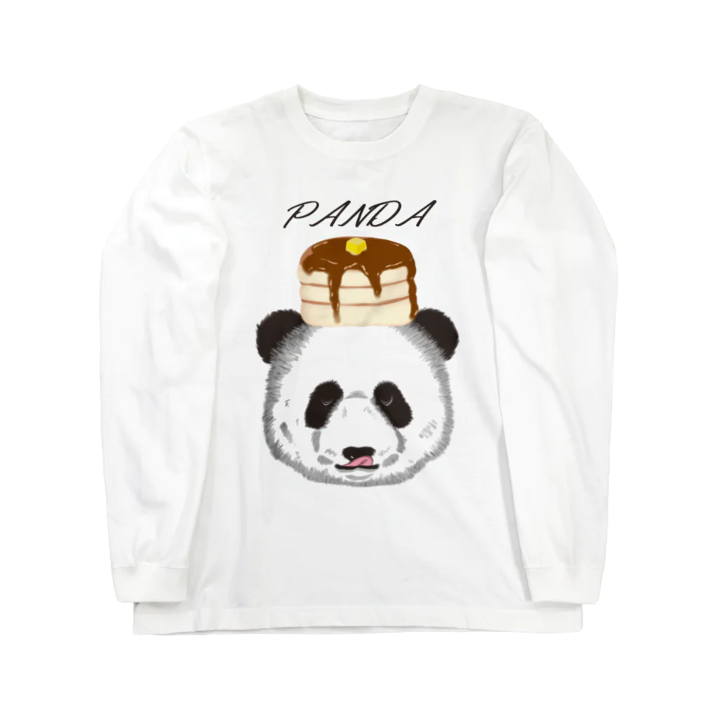 田中ザビエル世界のどうぶつの食いしん坊リアルパンダホットケーキ Long Sleeve T-Shirt