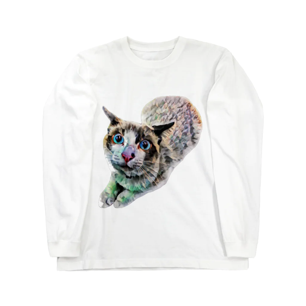 天狗キャットのにゃじろうグッズ(石) Long Sleeve T-Shirt