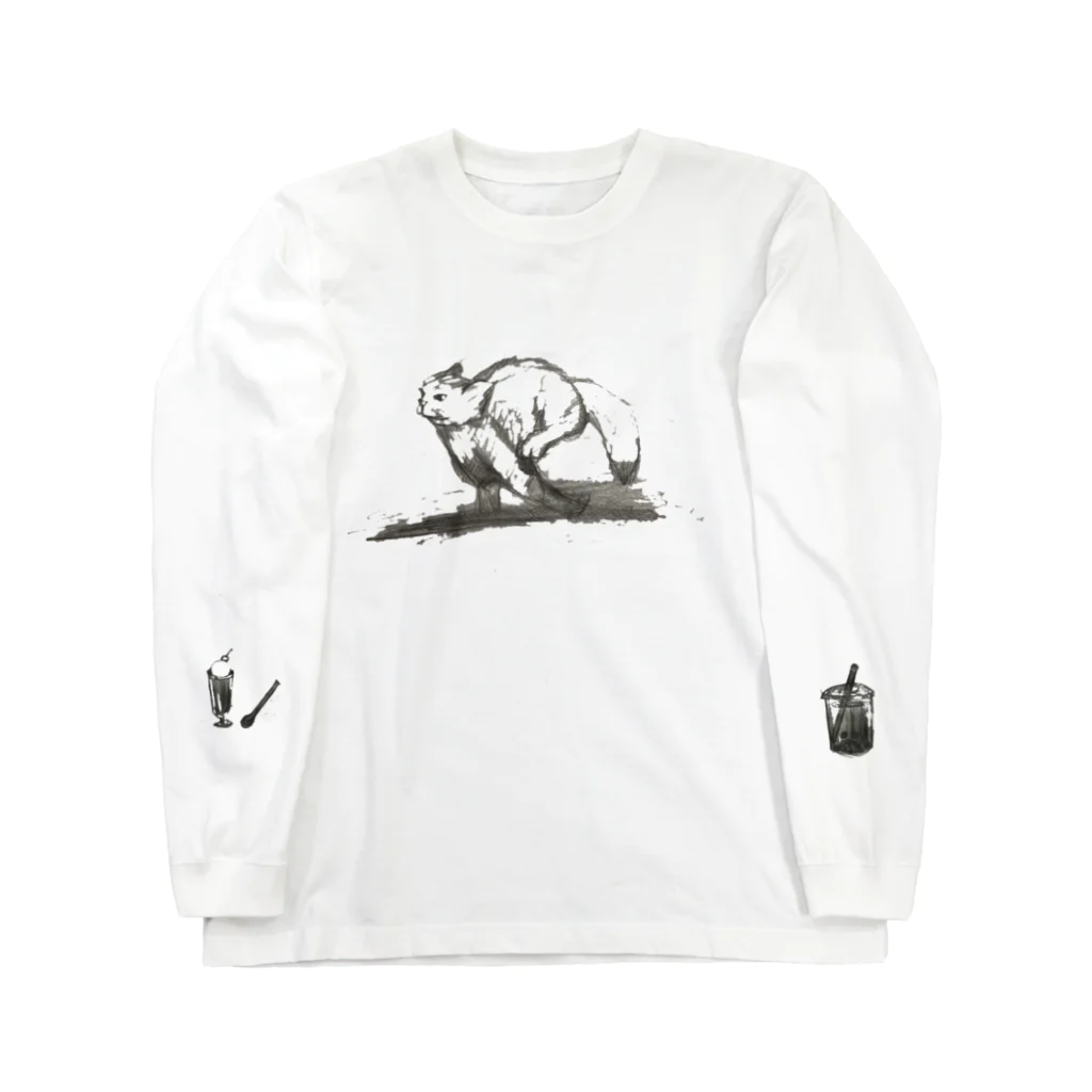 田んぼ前のあのお店の躍動感猫 Long Sleeve T-Shirt