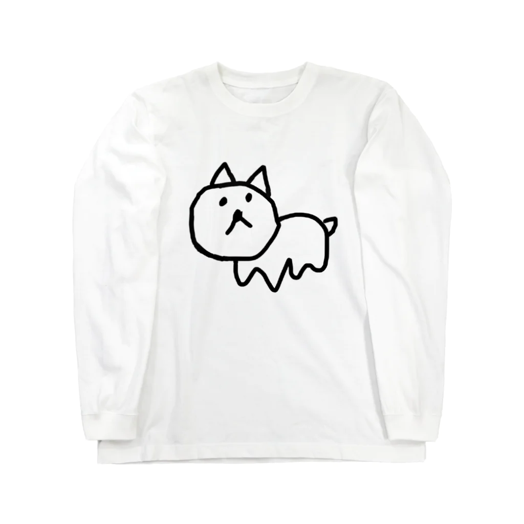 犬のアパレル屋の左手で書いた犬 Long Sleeve T-Shirt