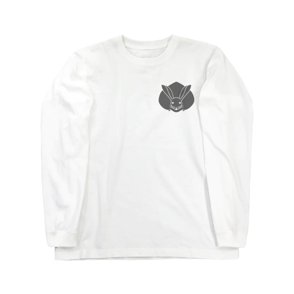 puikkoの家紋　真向き兎（ワンポイント　グレー） Long Sleeve T-Shirt