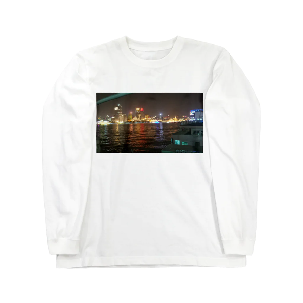 月華の夜上海船上情景 ロングスリーブTシャツ