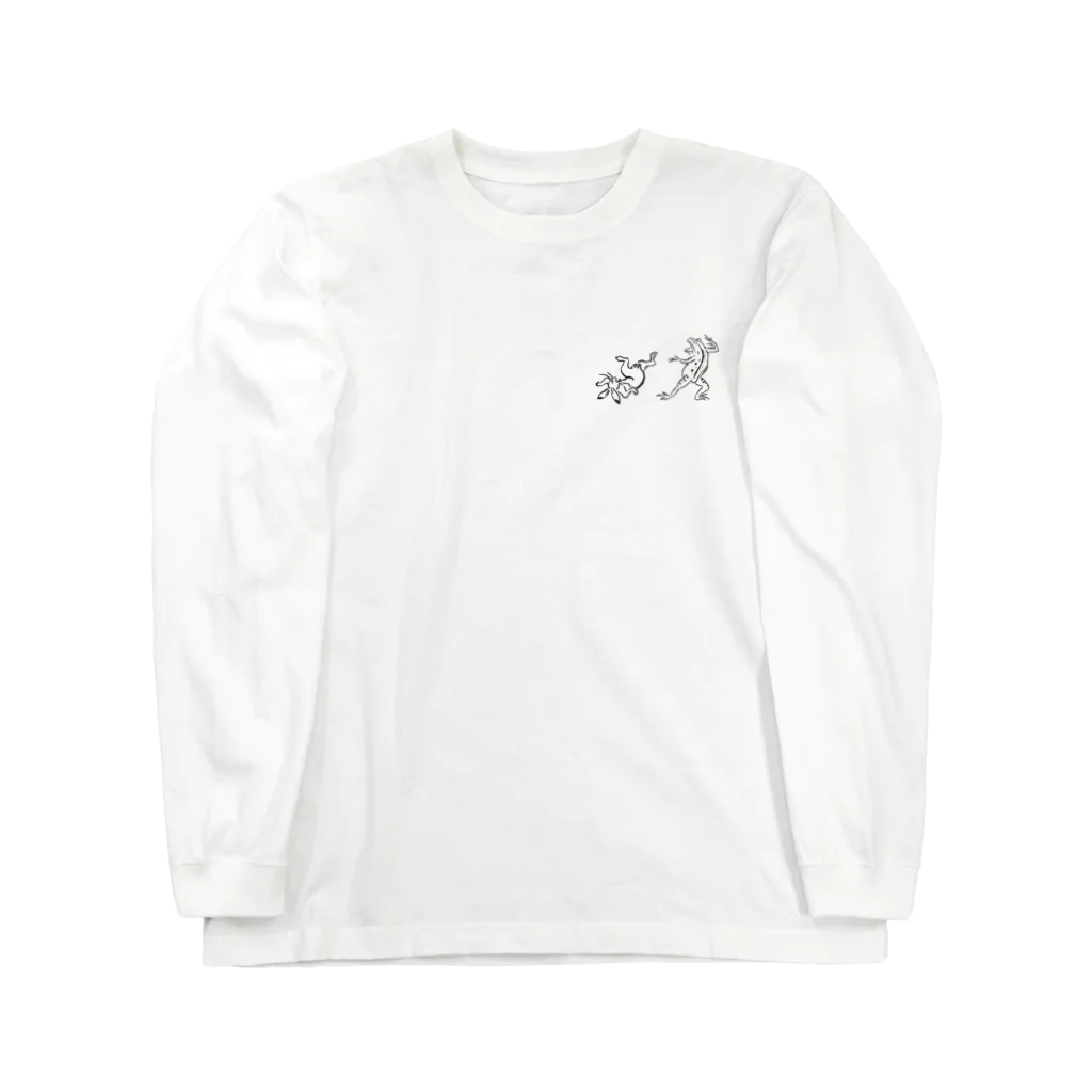 puikkoの鳥獣戯画1　うさぎとカエル（ワンポイント） Long Sleeve T-Shirt