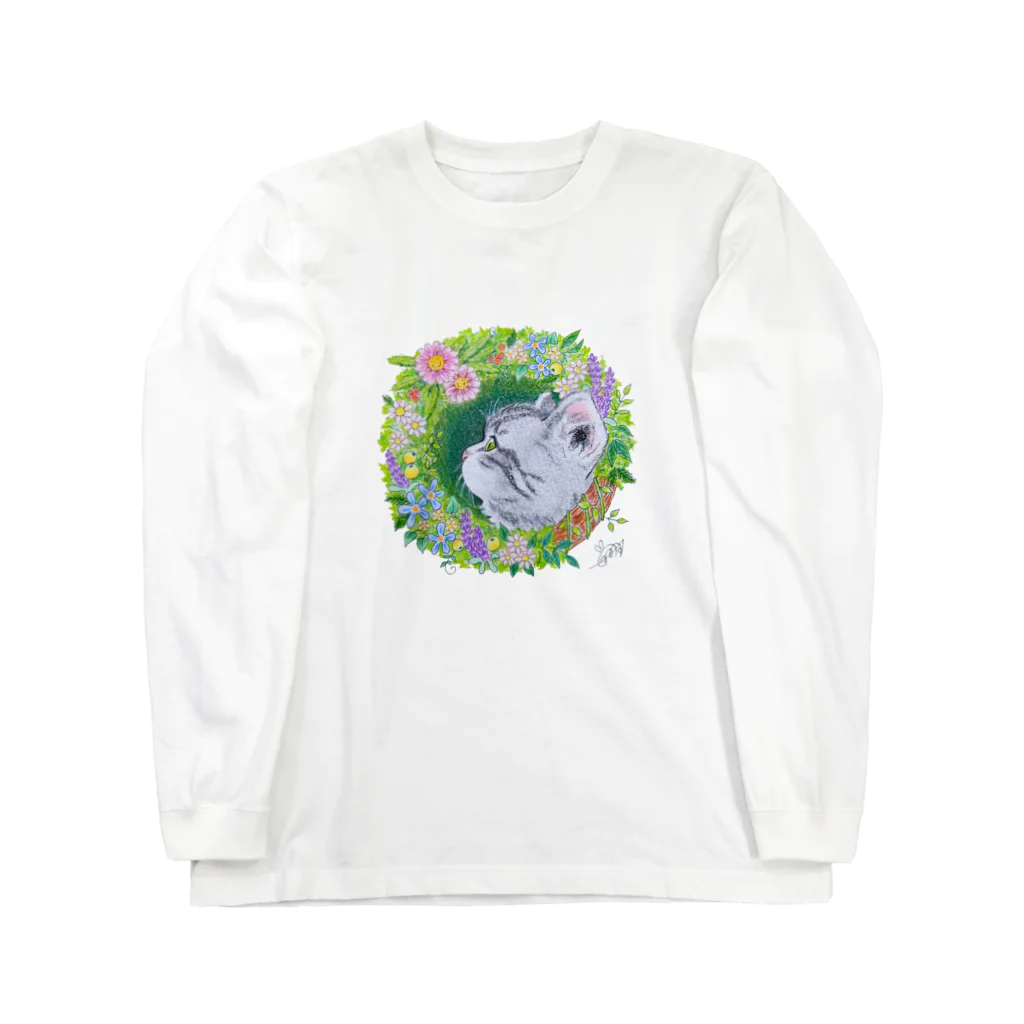 むぅ～さん63の翔猫(#art_ippi参加イラスト・２月・ねこ) Long Sleeve T-Shirt