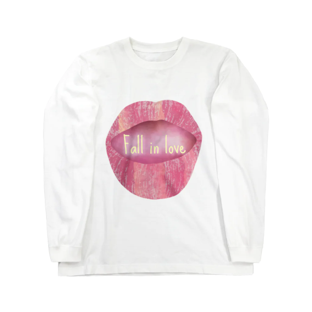 ぽんぽこあんぽんたんのLips💋 foll in love ロングスリーブTシャツ