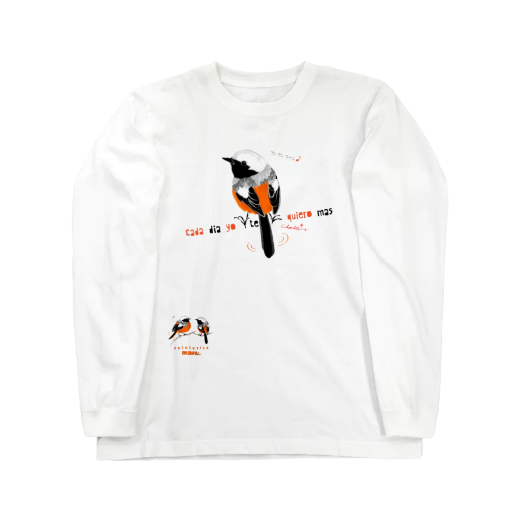 LittleLoroのMARU ジョビとジョバ まるい小鳥 0430 ジョウビタキ ヒタキ イラスト ロングスリーブTシャツ