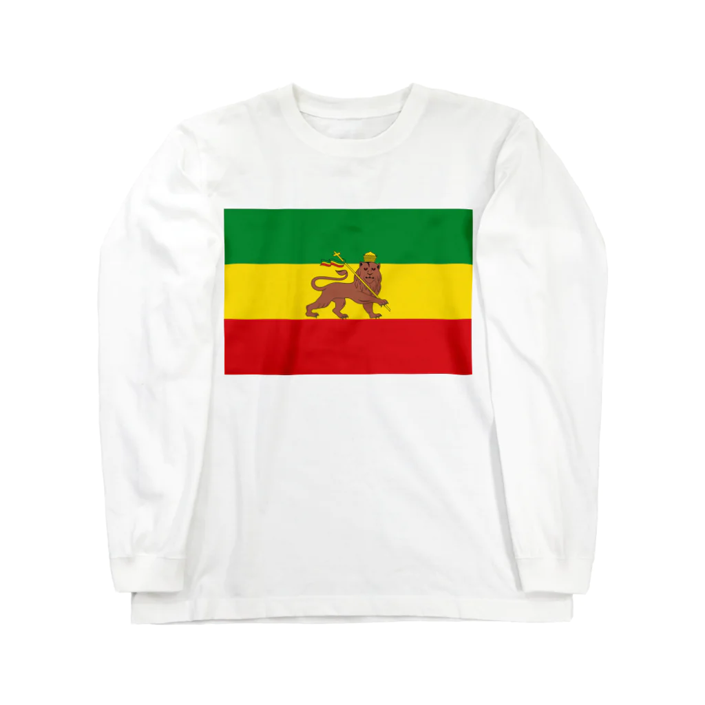 DRIPPEDのRASTAFARI LION FLAG-エチオピア帝国の国旗- Tシャツ Long Sleeve T-Shirt