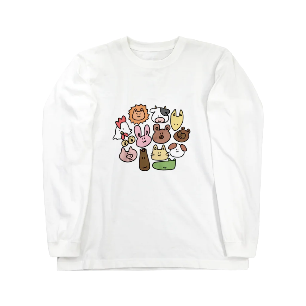 あきゃshopのあつまるアニマル ロングスリーブTシャツ