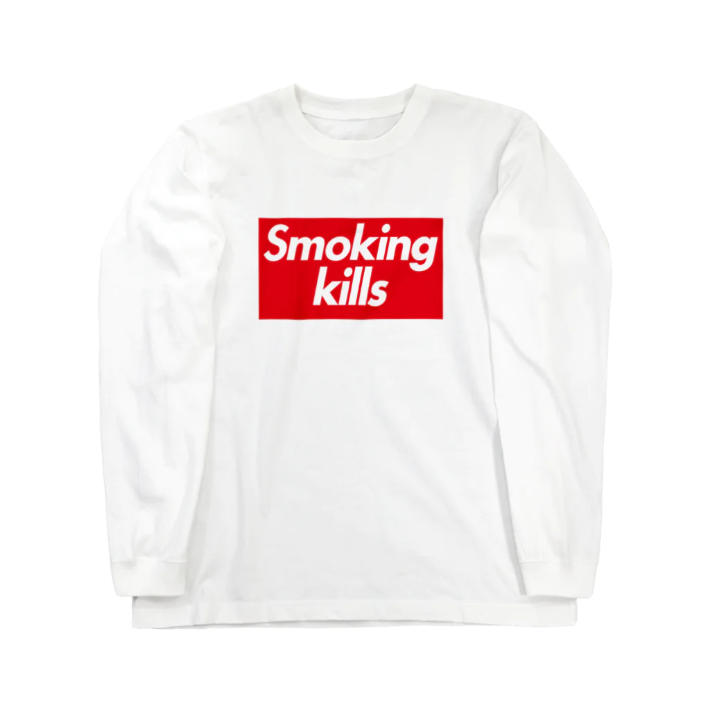 DRIPPEDのSmoking kills-スモーキングキルズ-赤BOXロゴ Long Sleeve T-Shirt