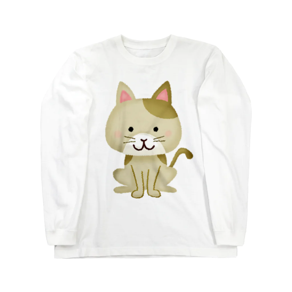 Fred HorstmanのBrown Beige Calico Tabby  Cat ブラウン ベージュ キャット キャリコ タビー ロングスリーブTシャツ