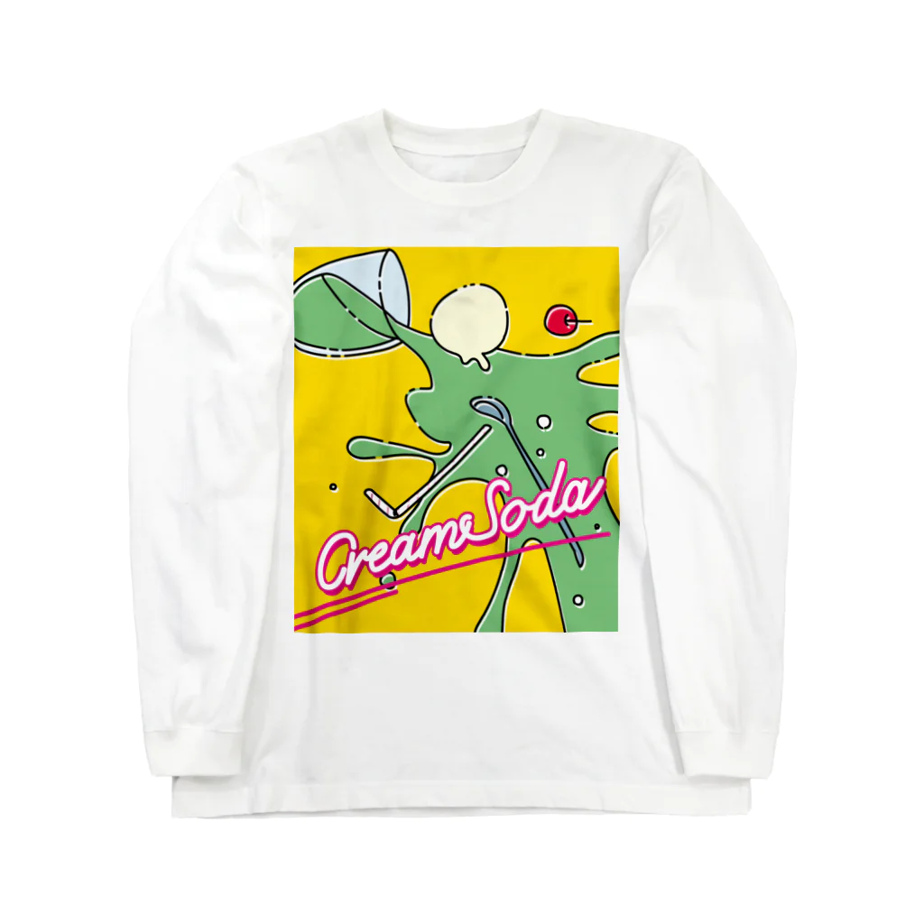 みけんこのぶちまけクリームソーダ黄 Long Sleeve T-Shirt