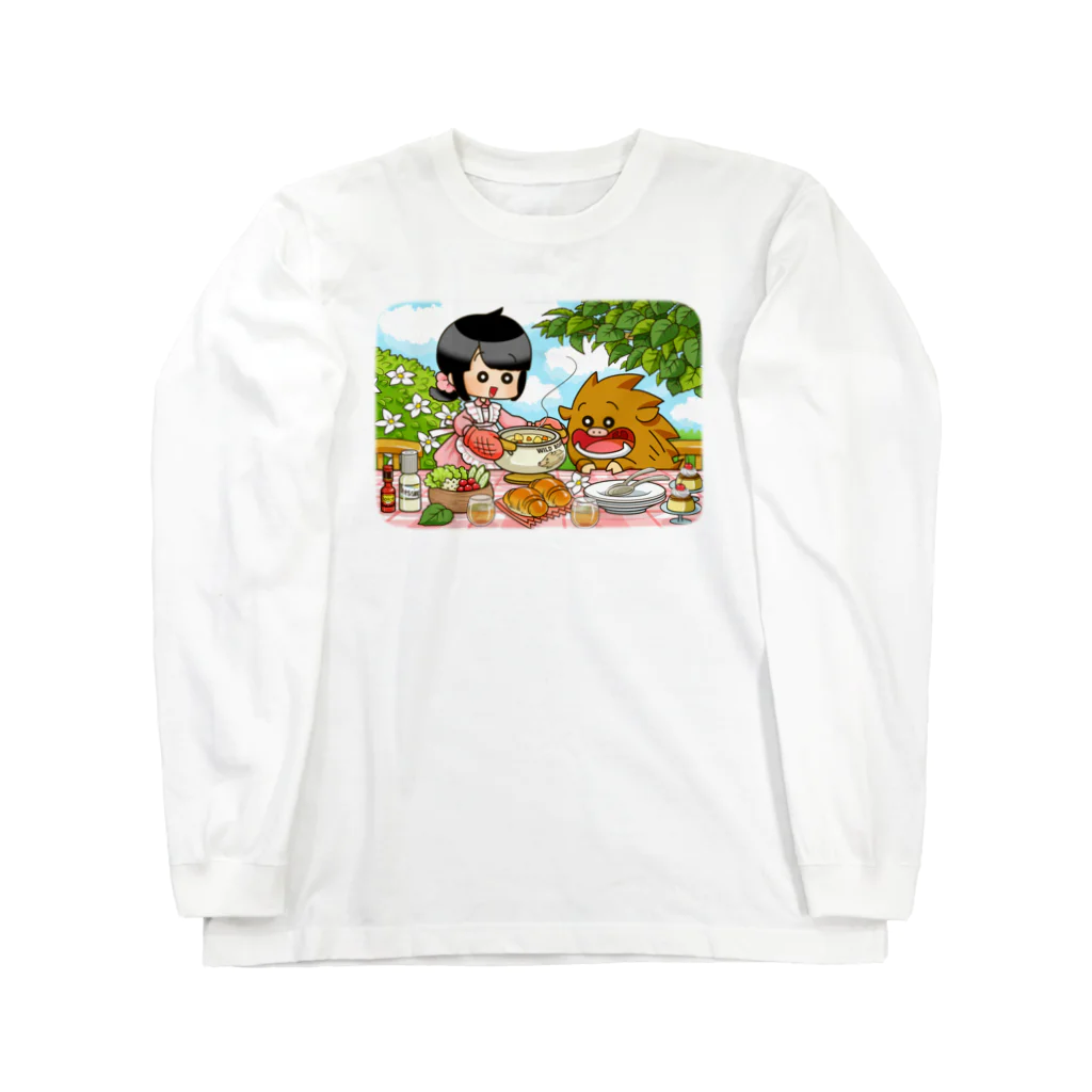 イノシシライフ INOsisiLIFEのふゆゆんとぼさいのの食卓 ロングスリーブTシャツ