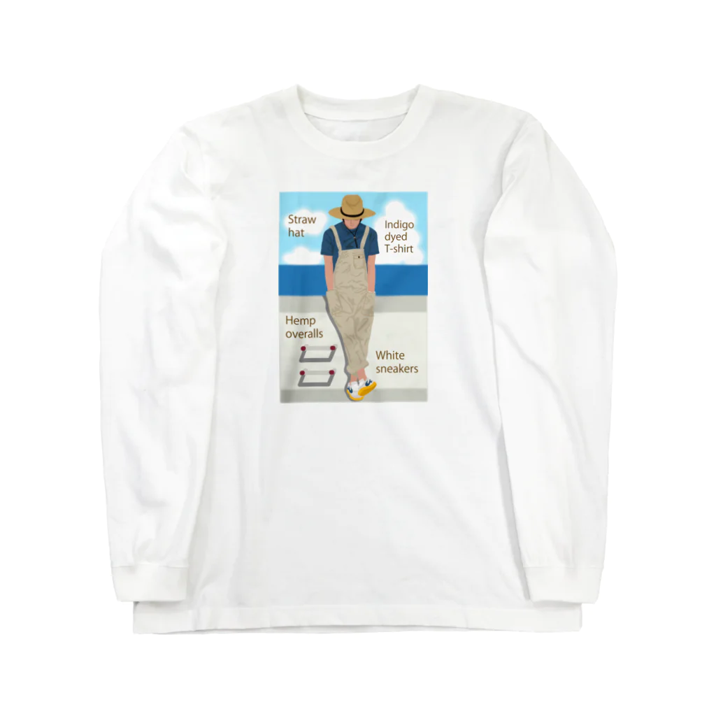 キッズモード某の海と麦わら帽の青年 Long Sleeve T-Shirt