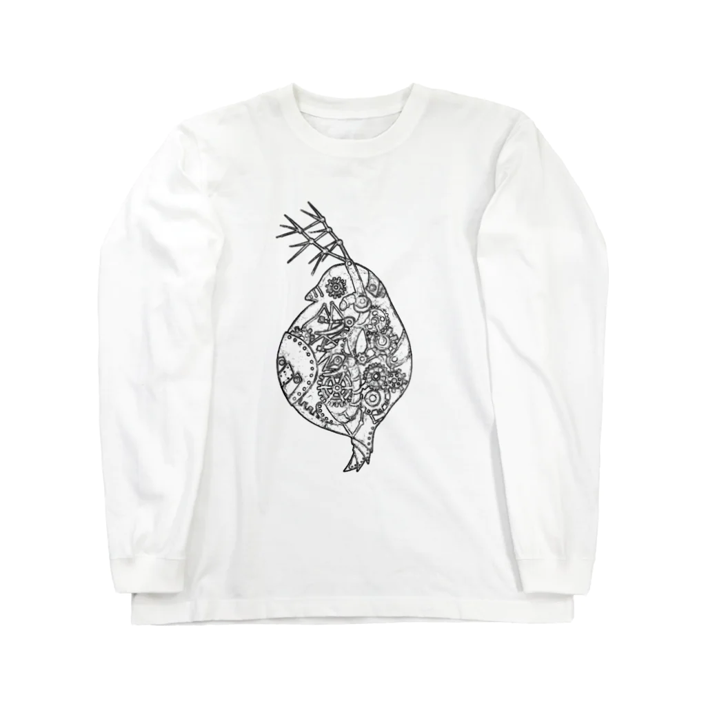 魅惑の微生物の線画　スチームパンク⏱ミジンコ Long Sleeve T-Shirt