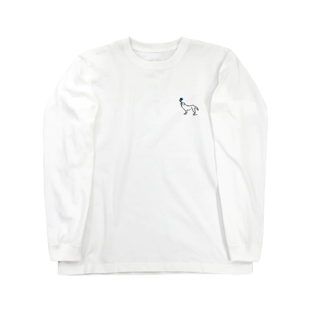 ohkamiのohkami お花ブルー Long Sleeve T-Shirt