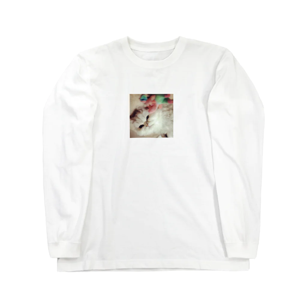 cocoloccoのホワイトキャットとピンクのゾウ Long Sleeve T-Shirt