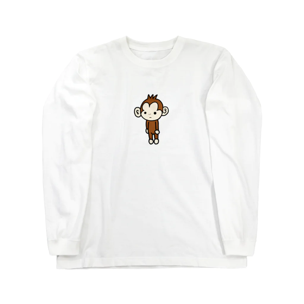 ひなたぼっこ　ハル屋のお猿のモモタ ロングスリーブTシャツ