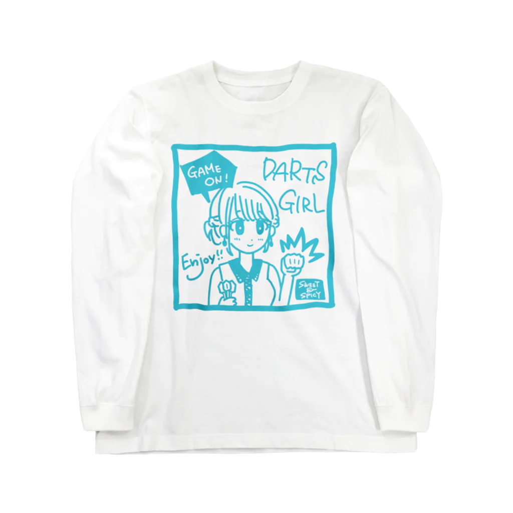 SWEET＆SPICY 【 すいすぱ 】ダーツのGAME ON!　【SWEET LIGHTBLUE】 ロングスリーブTシャツ