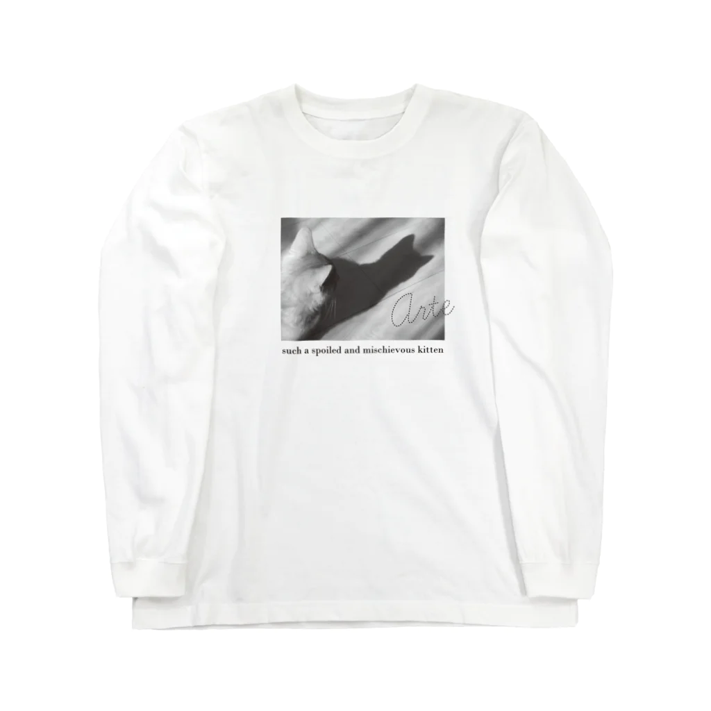 Arteのねこの影もねこ（モノクロ・文字入ver） Long Sleeve T-Shirt