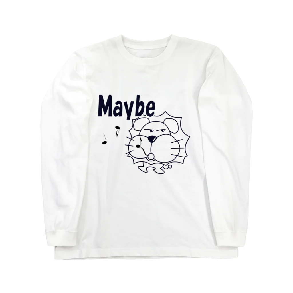 ワン太フルのTシャツ屋さんのライオン君 Maybe 黒 Long Sleeve T-Shirt