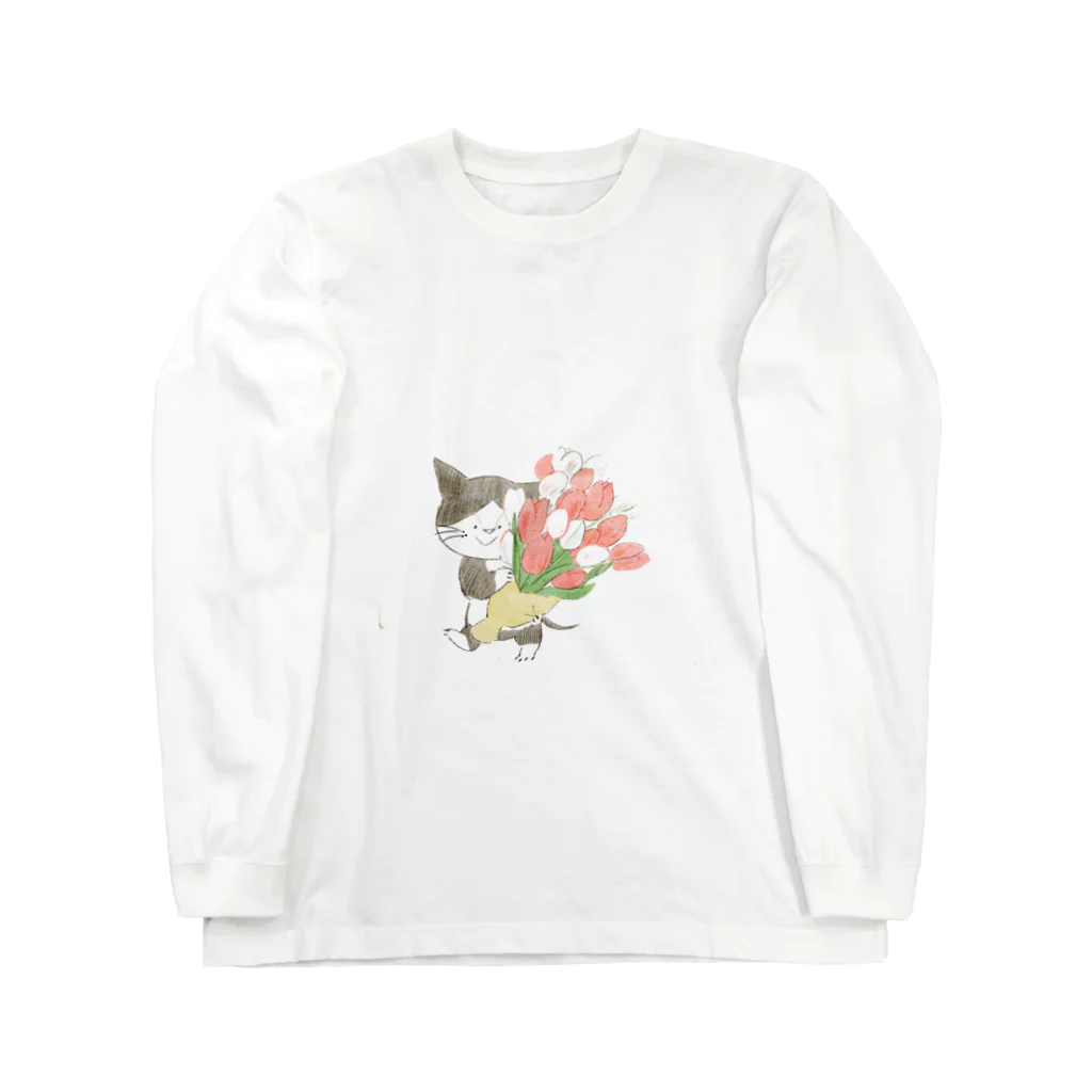 ももろ のチューリップの花束 ロングスリーブTシャツ