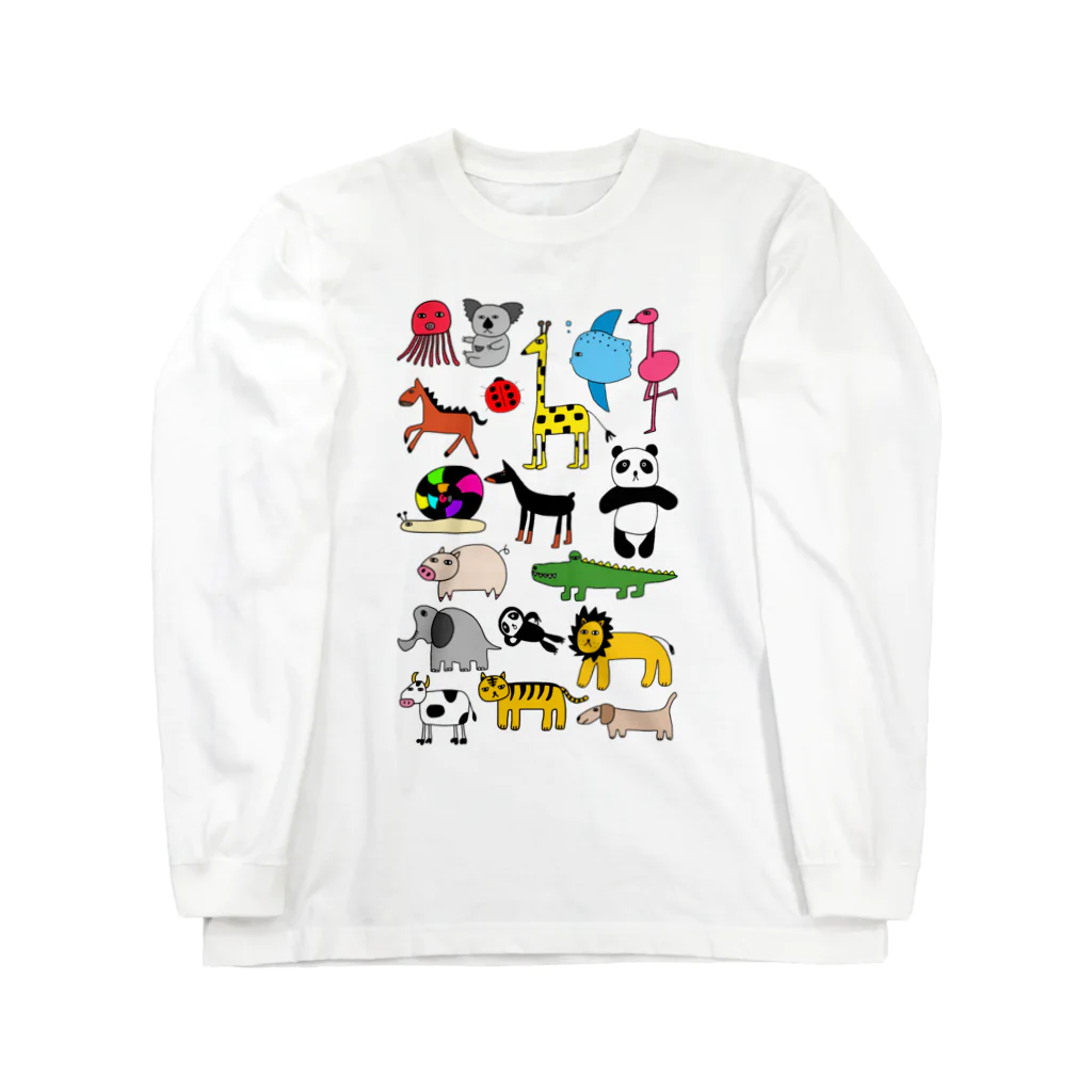 麦畑のアニマルプリント（下手な絵） Long Sleeve T-Shirt