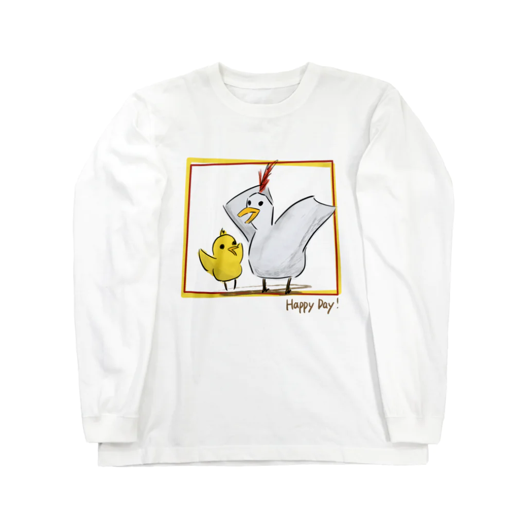 mizutama_のHappy Day!(にわとりとひよこ) Long Sleeve T-Shirt