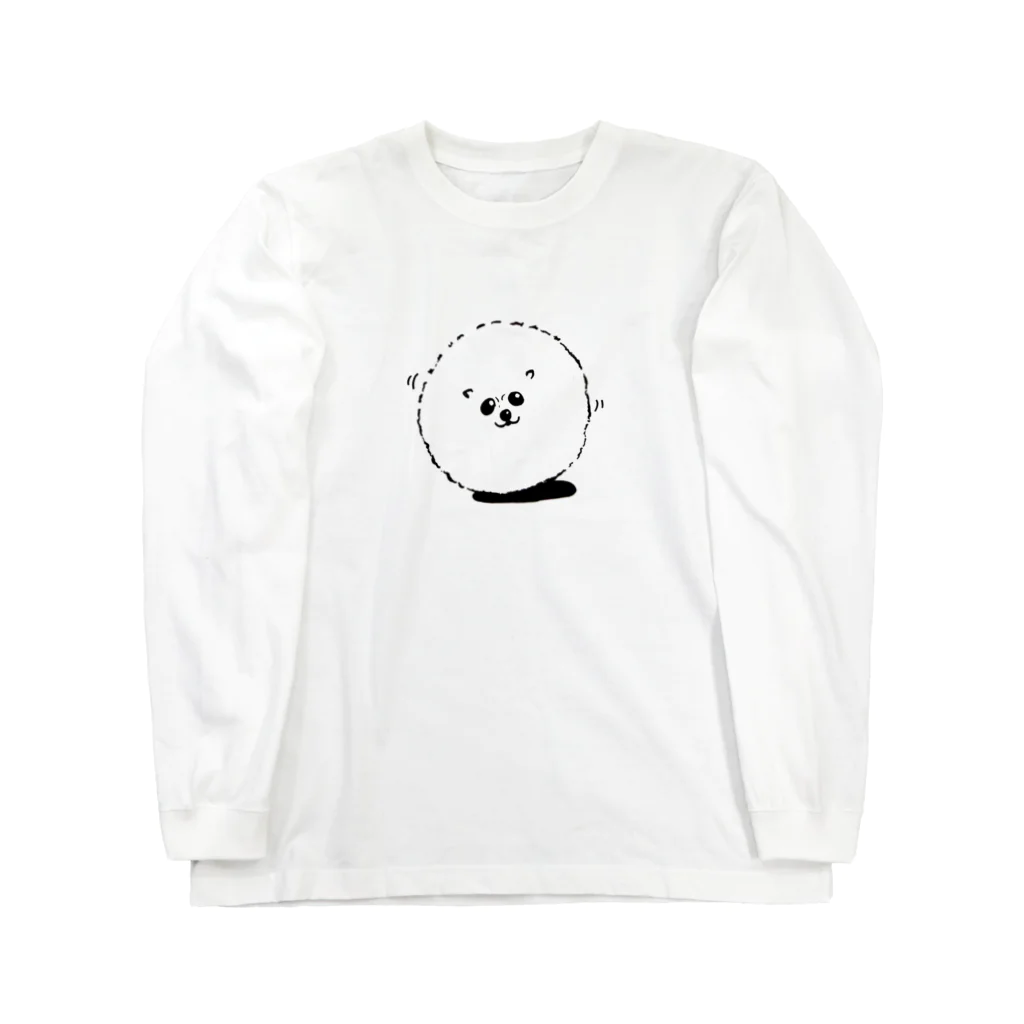 osam0508の白　まんまるポメラニアン Long Sleeve T-Shirt