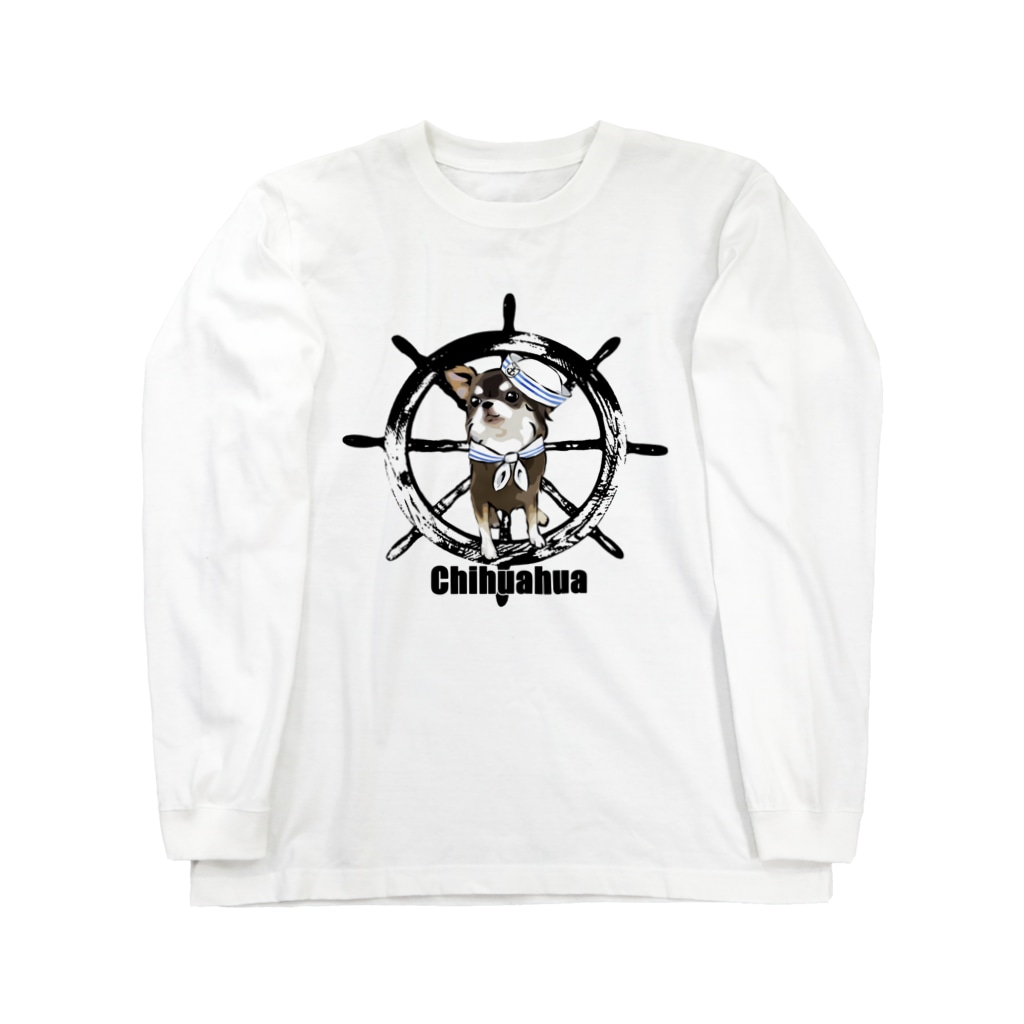 犬グッズの店しえるぶるーのマリンだワン　チワワ Long Sleeve T-Shirt