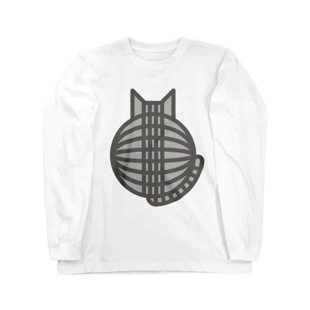 SHOP W　SUZURI店の猫の丸い背中（サバトラ） ロングスリーブTシャツ Long Sleeve T-Shirt
