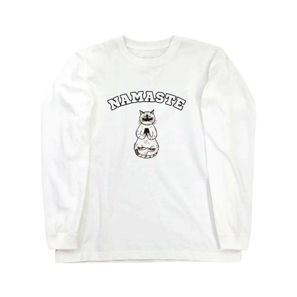 UjiYogaHouseのナマステヨガ猫Tシャツ/yogaねこ Long Sleeve T-Shirt